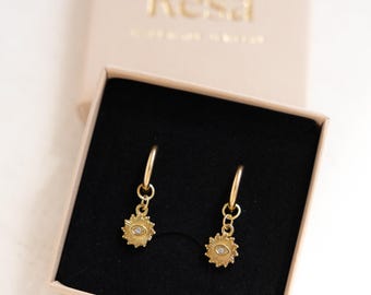 Oorbellen met zonhangers van roestvrij staal in goud of zilver, minimalistische oorbellen