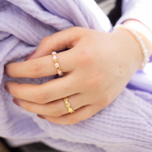 Muschel Ring, Größenverstellbare Ringe Gold, Silber, Edelstahl Ring verstellbar, MadeByResa Bild 5