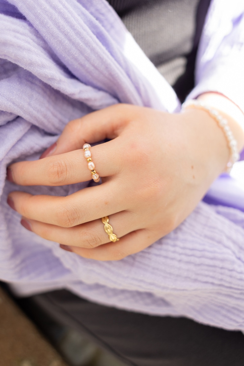 Muschel Ring, Größenverstellbare Ringe Gold, Silber, Edelstahl Ring verstellbar, MadeByResa Bild 5