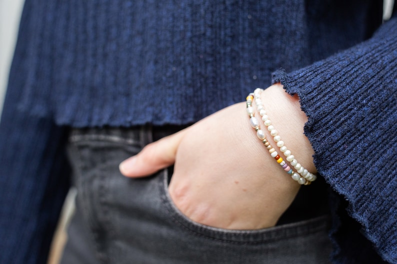 Perlenarmband bunt, Süßwasserperlen Armband, Armband Perlen Bunt, Bracelet, MadeByResa Bild 8
