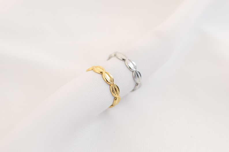 Muschel Ring, Größenverstellbare Ringe Gold, Silber, Edelstahl Ring verstellbar, MadeByResa Bild 4