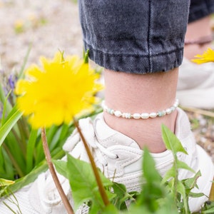 Fußkettchen mit Süßwasserperlen und Natursteinen, Fußkettchen Gold, Silber, Fußkette Boho, MadeByResa Bild 7