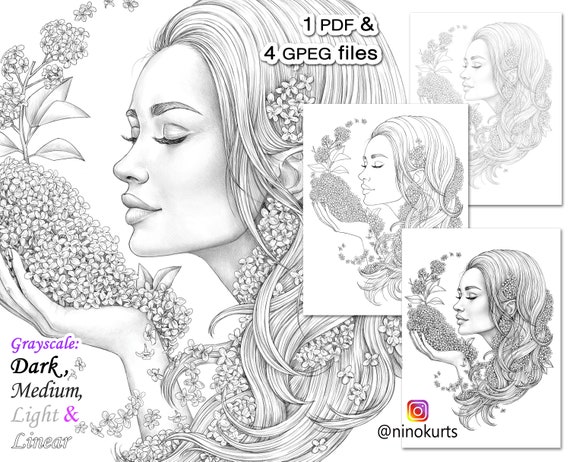 Girl with pigtails  Printable Adult Coloring Page