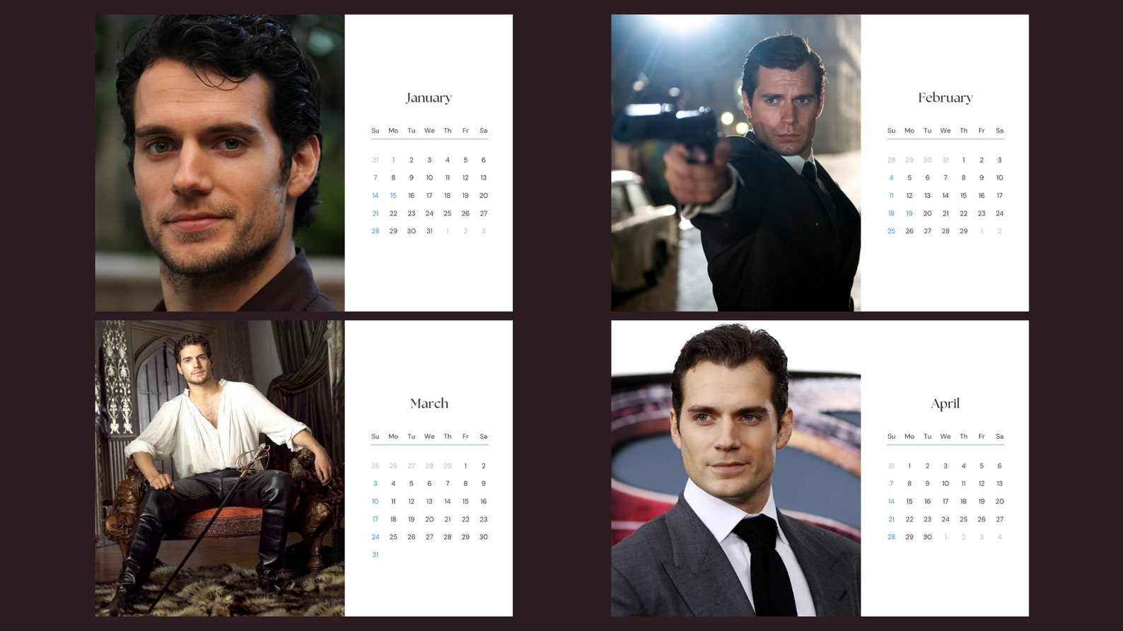 Calendario Henry Cavill 2024 Imprimible Etsy Espa a
