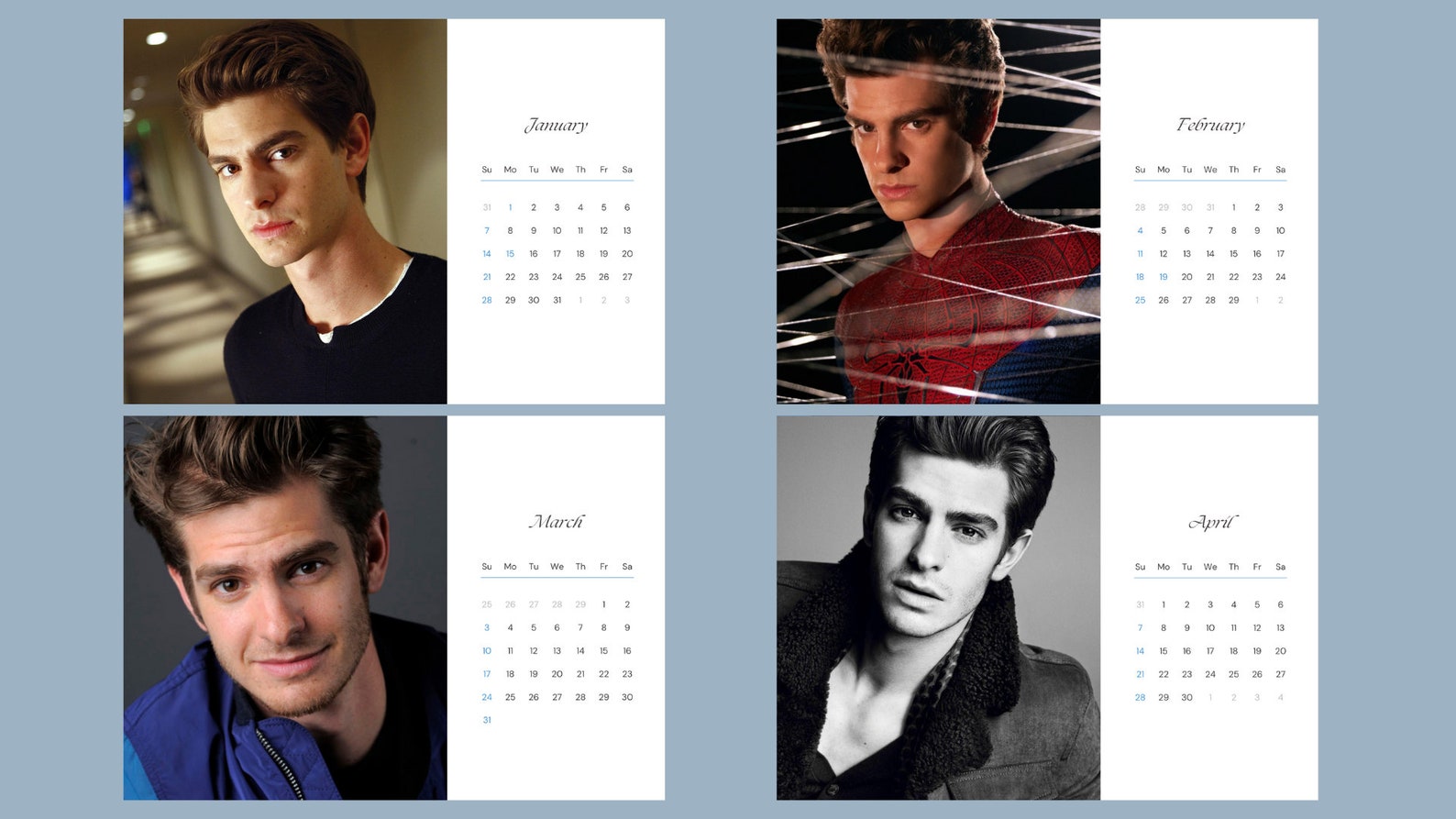 Andrew Garfield 2024 Calendar Printable Etsy