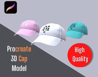 Procreate 3D Model Cap | 3D cap mockup | Procreate 3D model hat