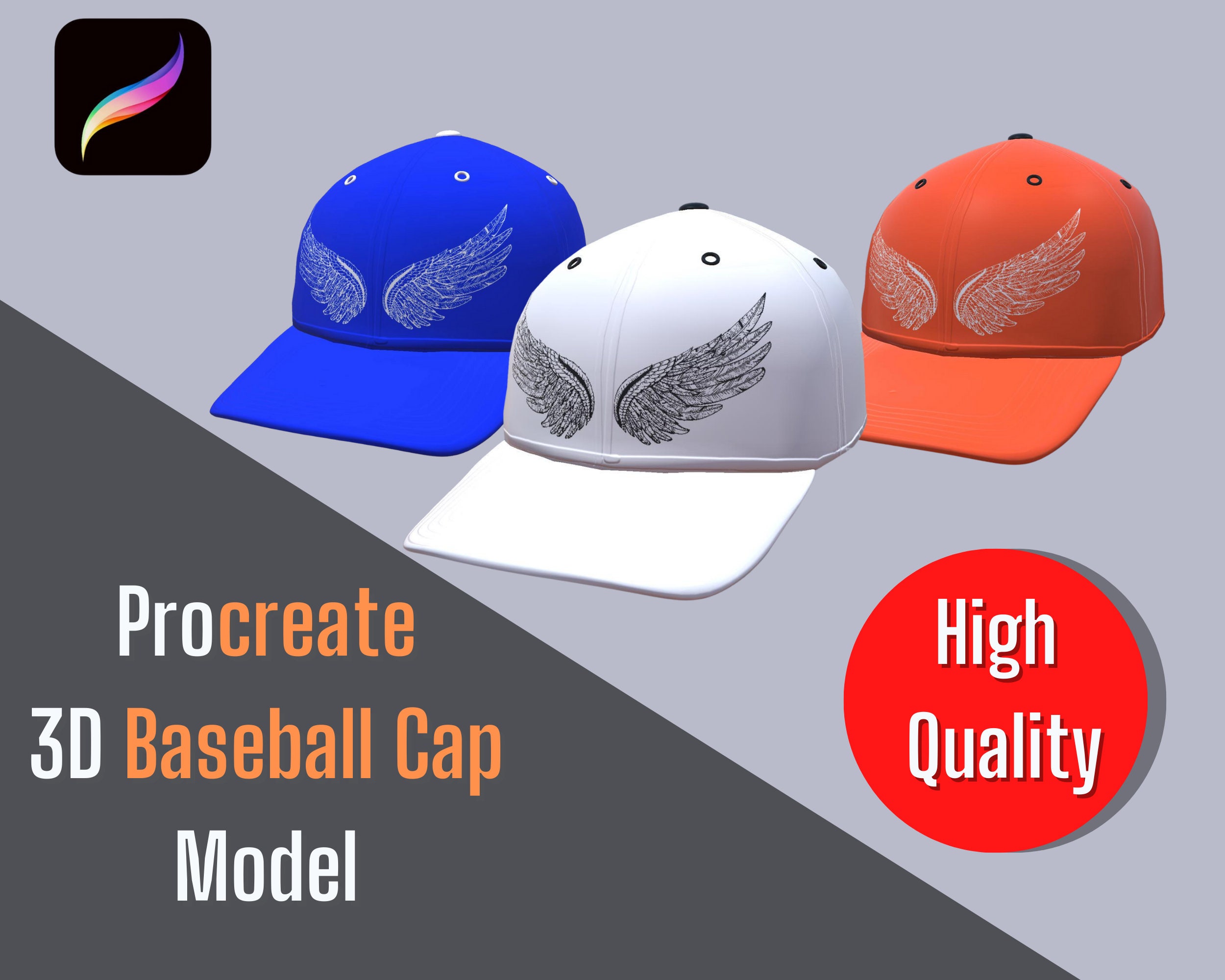 Procreate 3D Baseball Hat  | 3D Hat Mockup | Procreate 3D Baseball cap