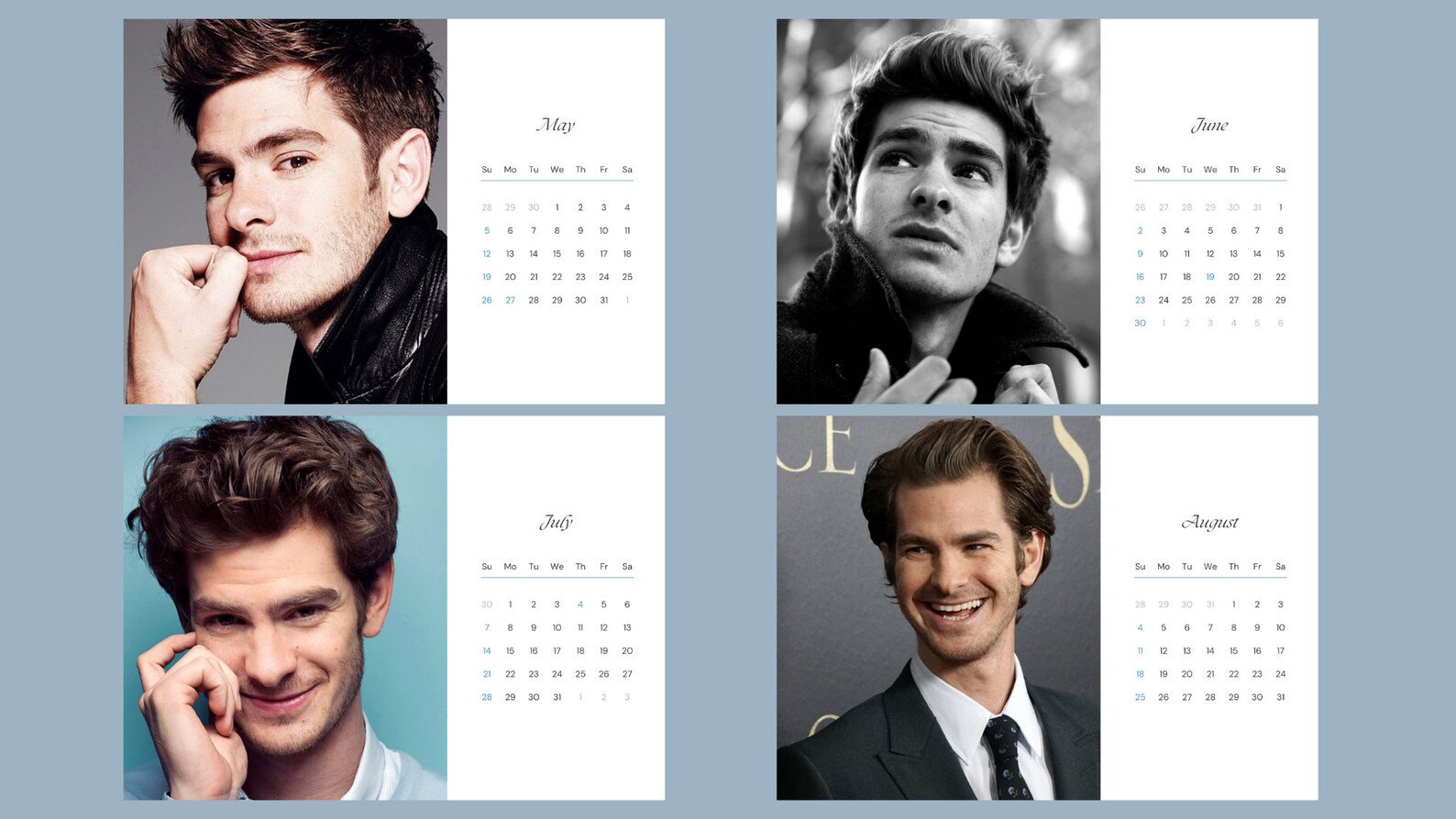 Andrew Garfield 2024 Calendar Printable Etsy UK