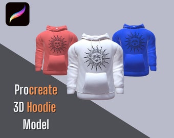 Procreate 3D model hoodie | 3D hoodies mockup | Procreate 3D model clothing