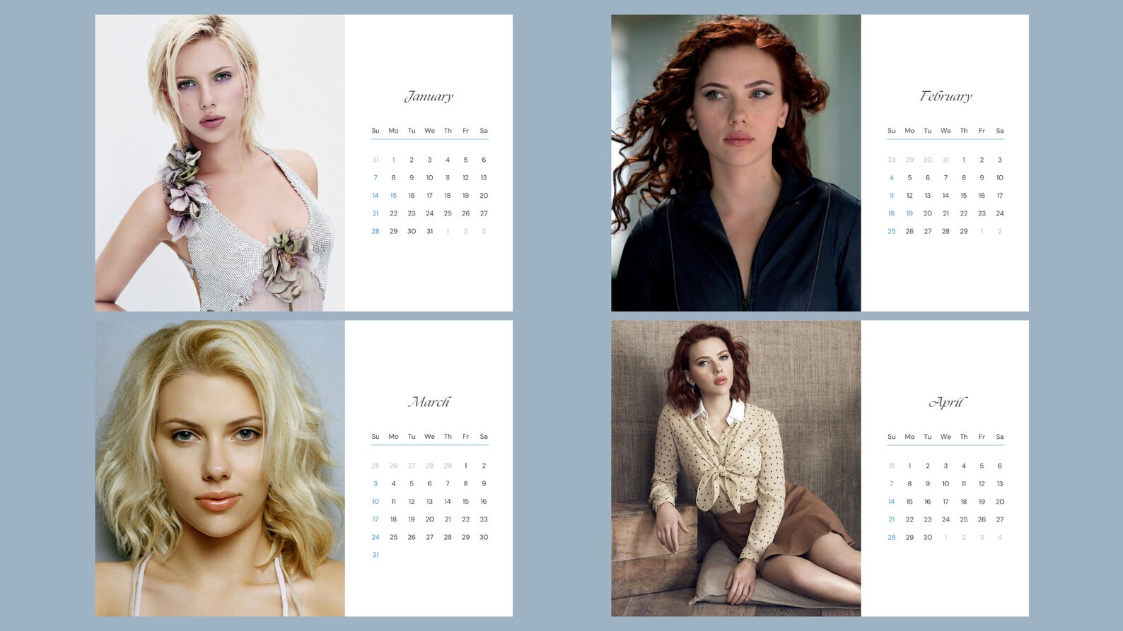 Scarlett Johansson 2024 Calendar Etsy