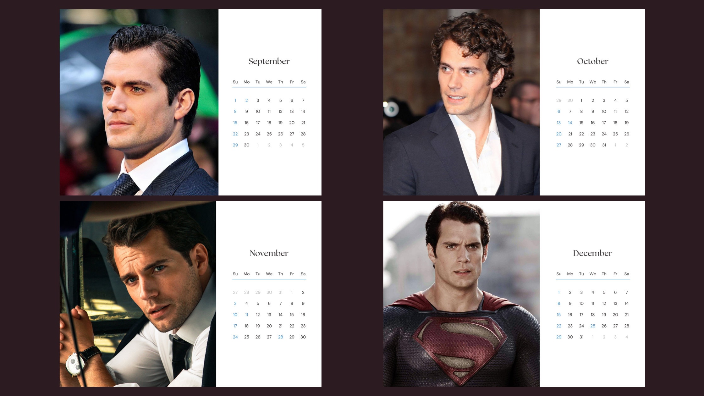 Calendario Henry Cavill 2024 imprimible Etsy España
