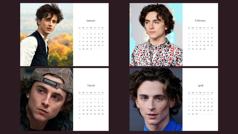 Timothee Chalamet 2024 Calendar Etsy Timothee Chalamet 2024 Calendar Etsy