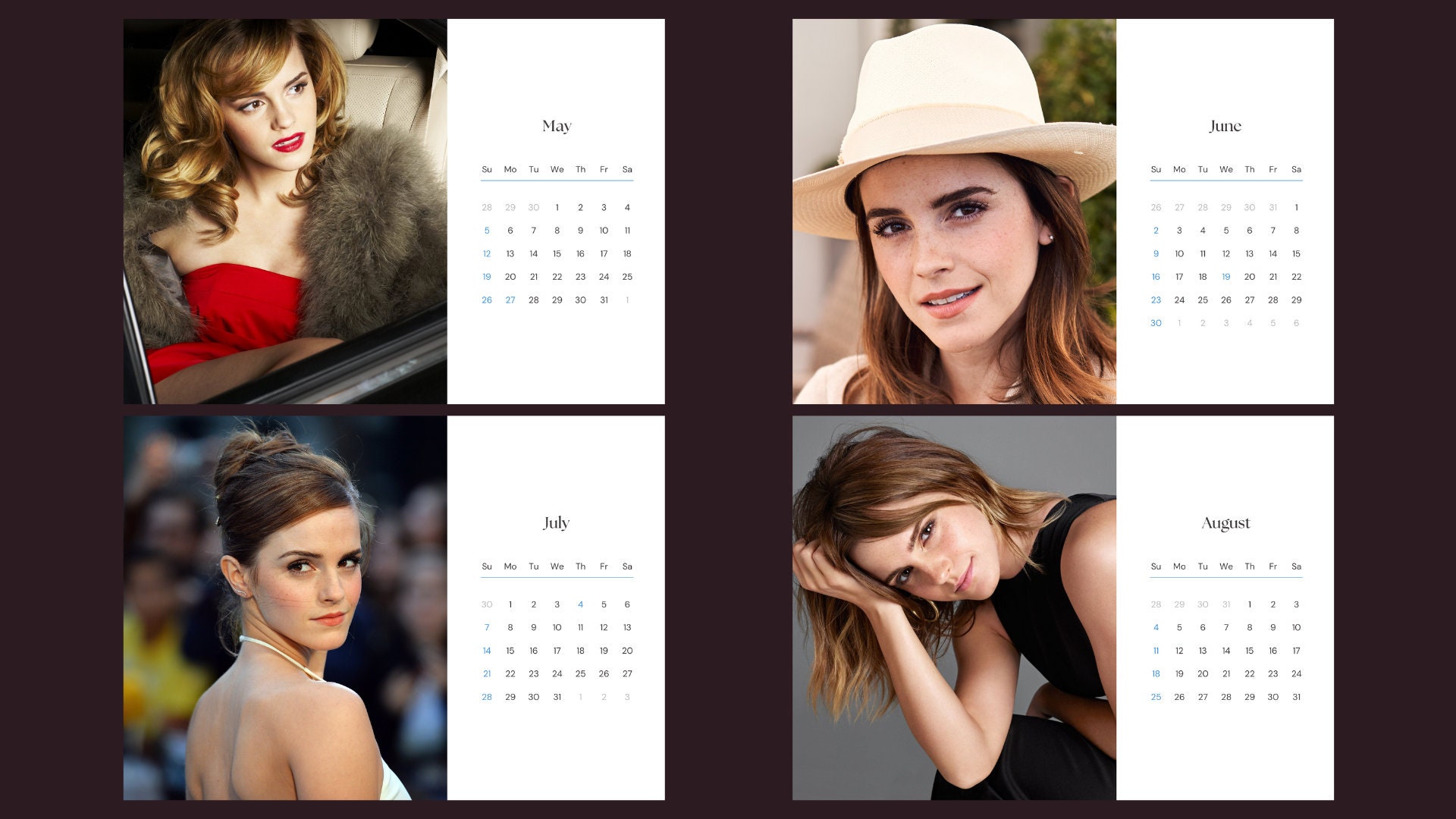Emma Watson 2024 Calendar Printable Etsy Ireland