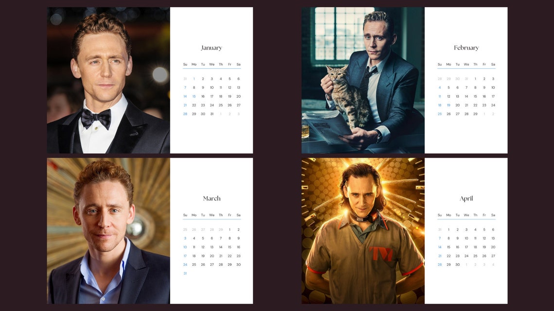 Tom Hiddleston 2024 Calendar Etsy