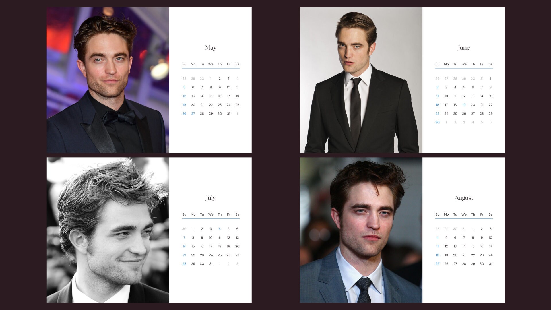 Robert Pattinson 2025 Calendar Printable Etsy