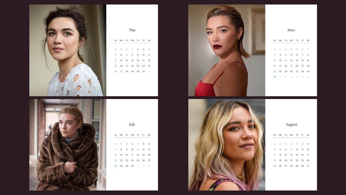 Florence Pugh 2024 Calendar Printable Etsy México