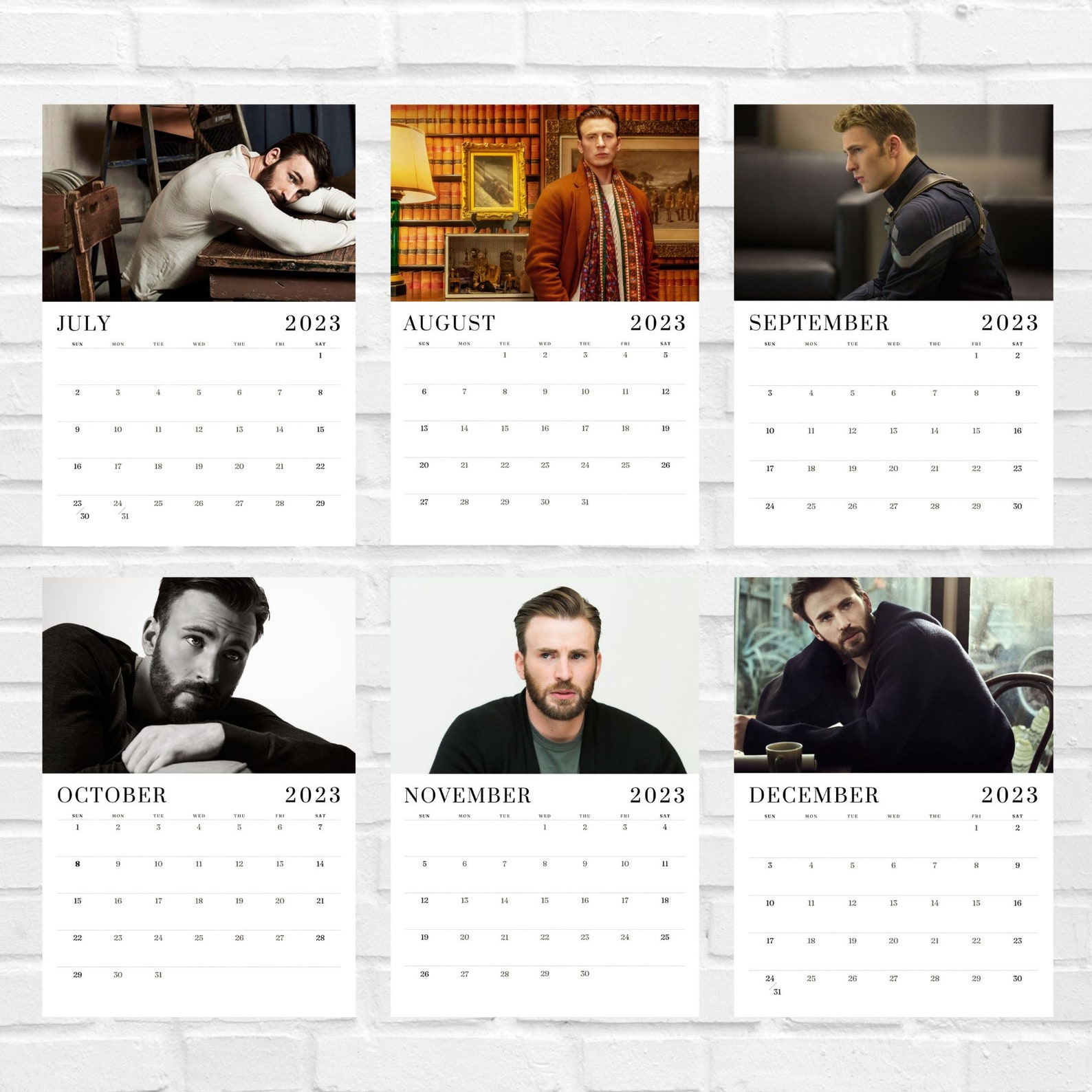 Chris Evans 2023 Calendar Printable Etsy