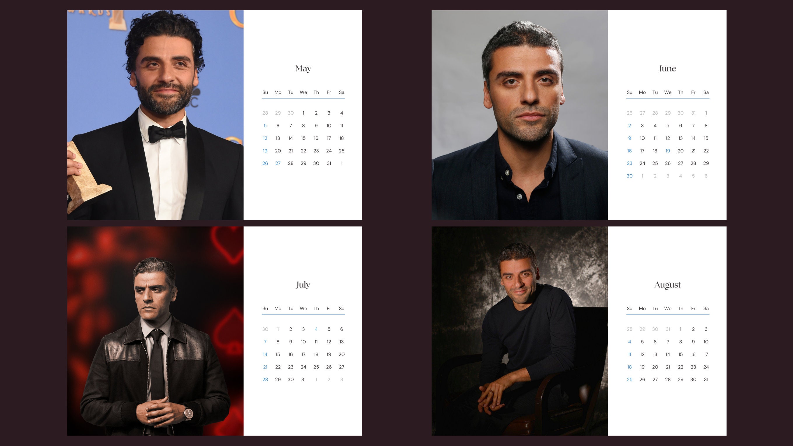 Oscar Isaac 2025 Calendar Printable Etsy