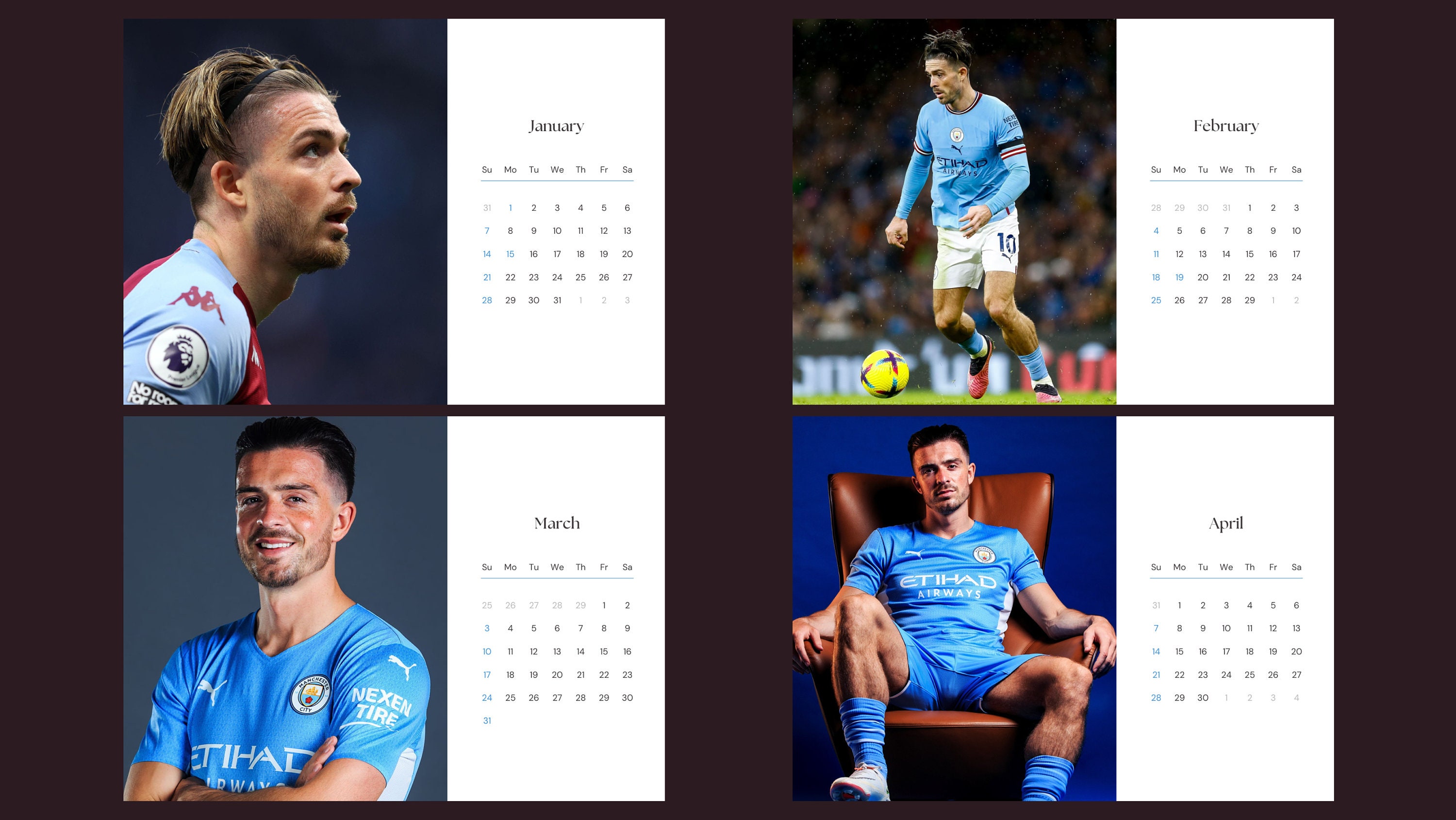 Jack Grealish 2024 Calendar Etsy