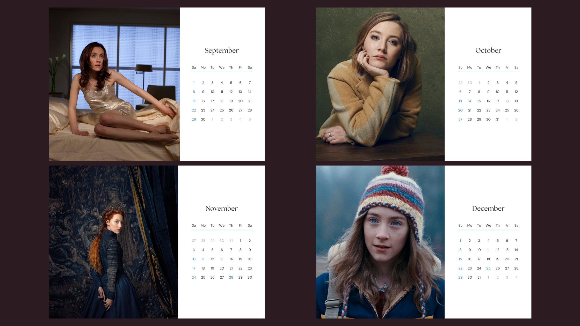 Saoirse Ronan 2024 Calendar Etsy