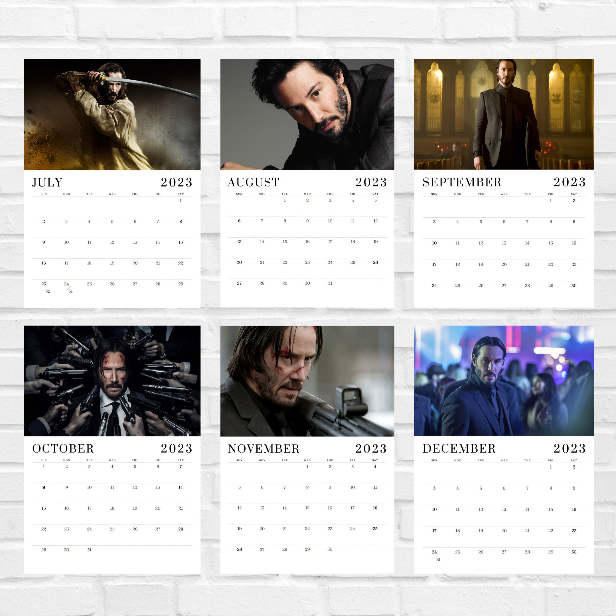 Keanu Reeves 2023 Calendar Printable Etsy Hong Kong