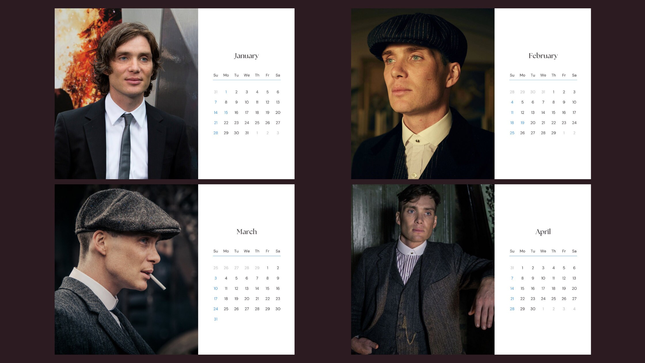 Cillian Murphy 2024 Calendar Printable Etsy México