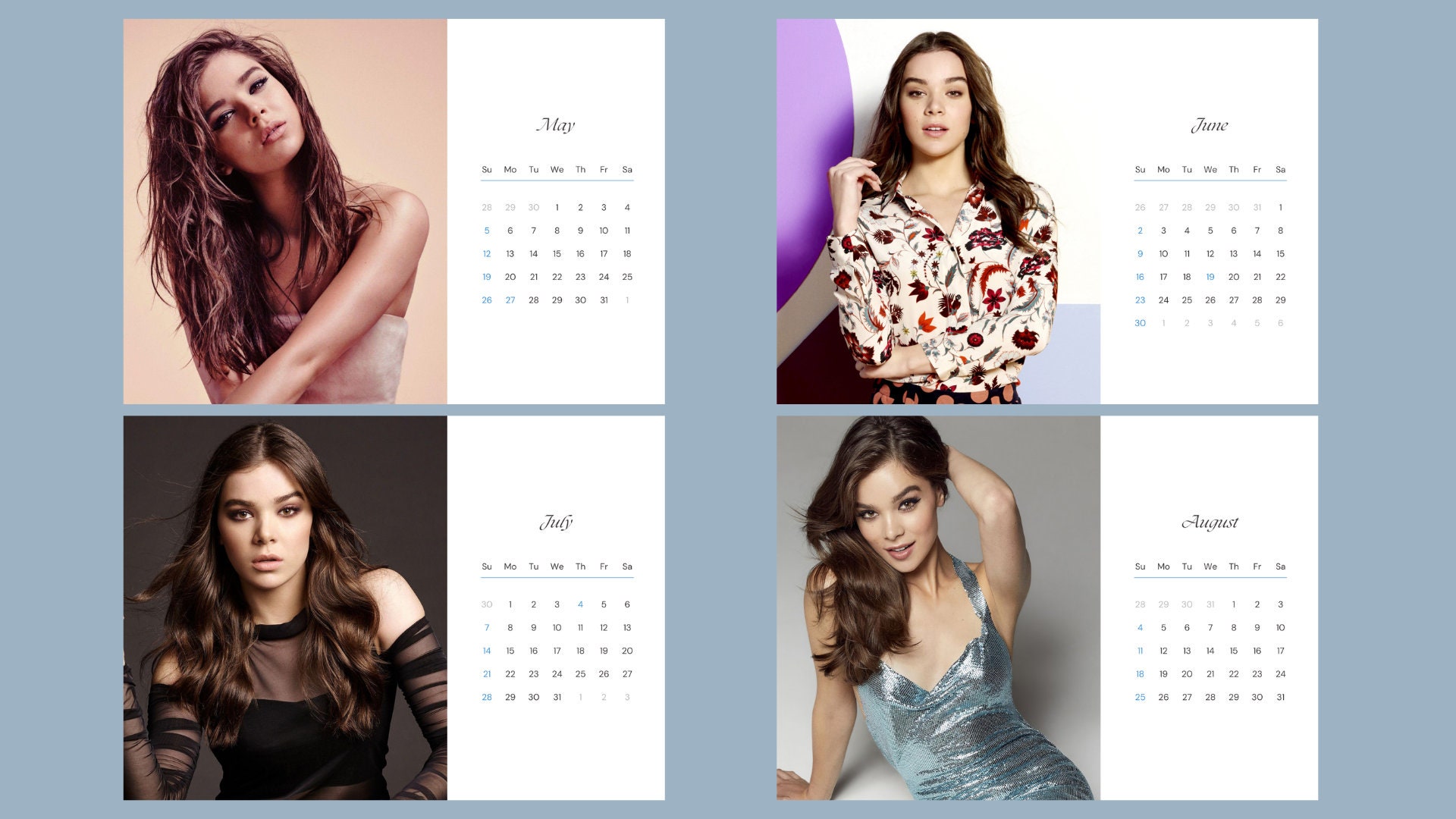 Hailee Steinfeld 2024 Calendar Printable Etsy Portugal