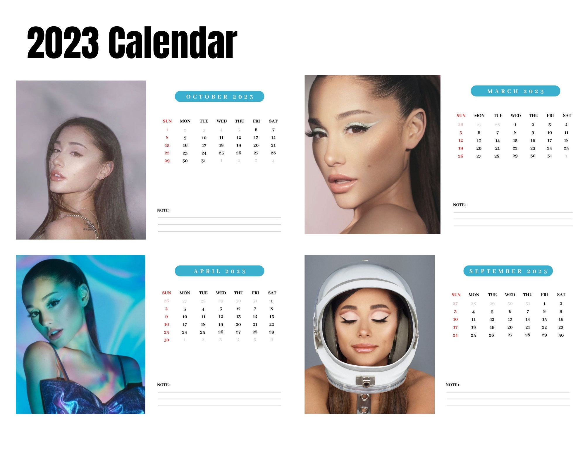 Ariana Grande Rem Beauty 2023 Calendar Digital/printable Etsy UK