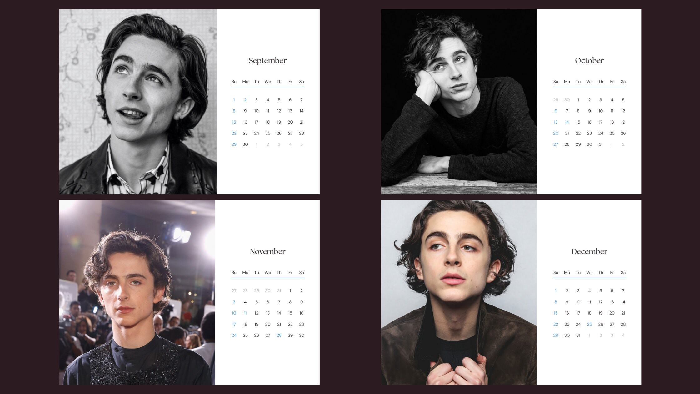 Timothee Chalamet 2024 Calendar Etsy Timothee Chalamet 2024 Calendar Etsy