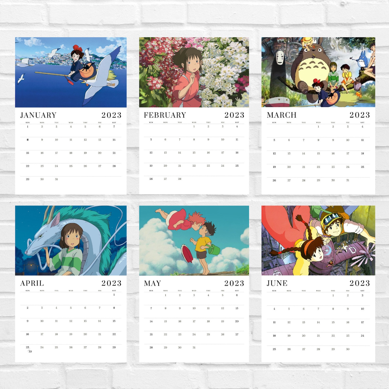 Calendario Ghibli 2023 imprimible Etsy México