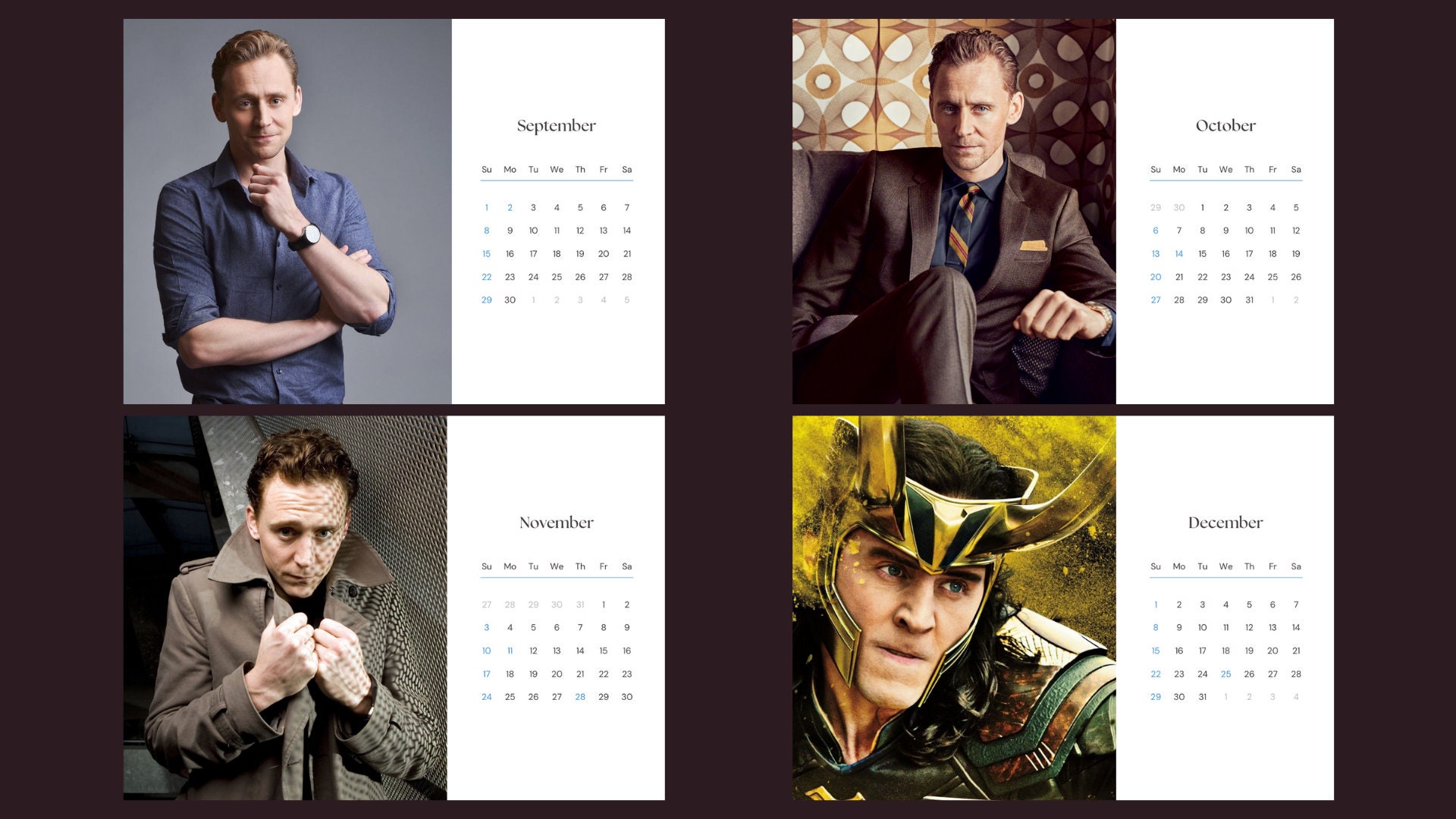 Tom Hiddleston 2024 Calendar Etsy