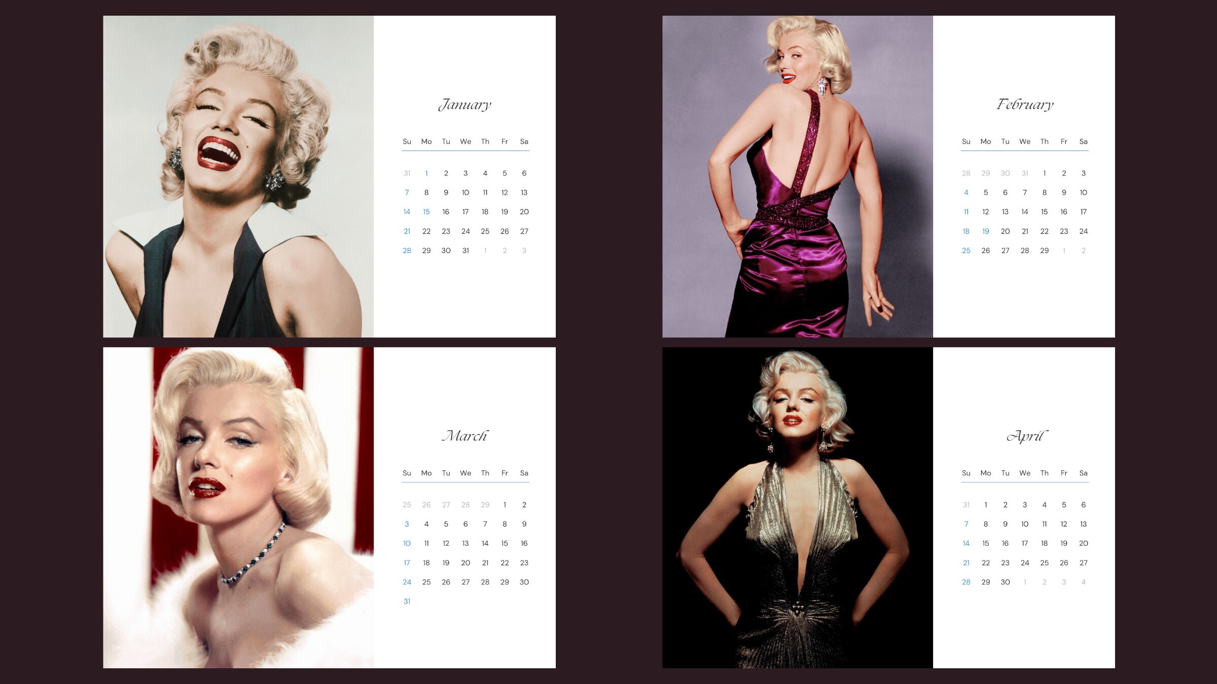 Marilyn Monroe 2024 Calendar Etsy