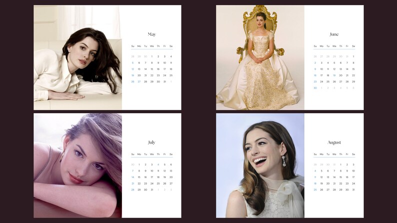 Anne Hathaway 2024 Calendar Printable - Etsy Australia