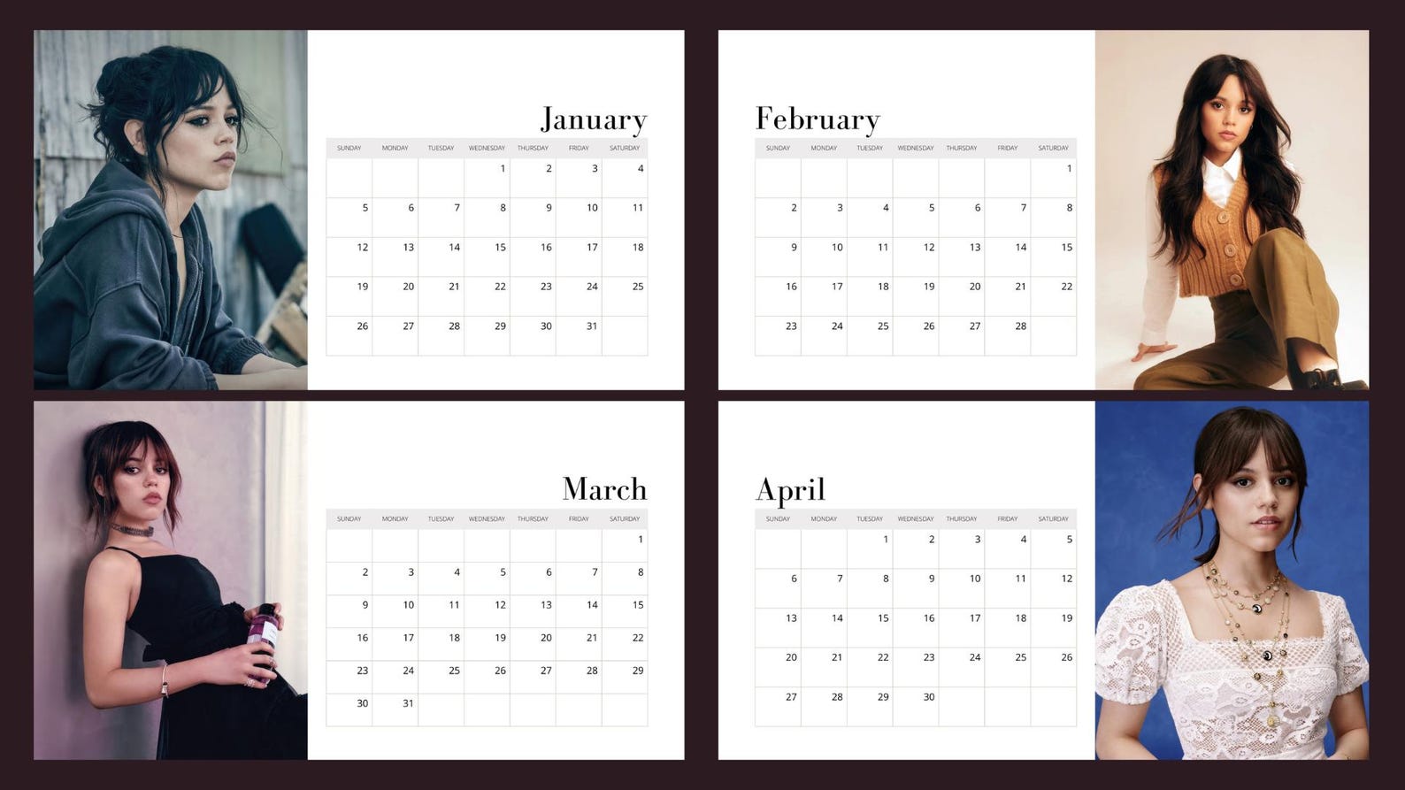 Jenna Ortega 2025 Calendar Printable Etsy