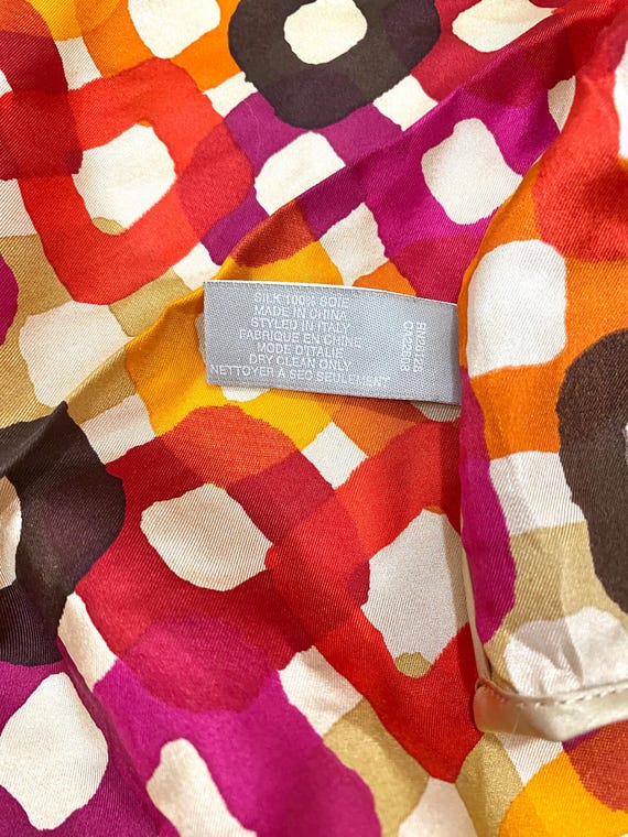 ECHO 100% Silk Abstract Square Shape Pattern Scar… - image 9