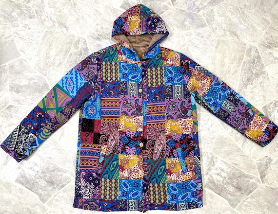 Boho Patchwork Design Jacket / Coat With Hood - image 1