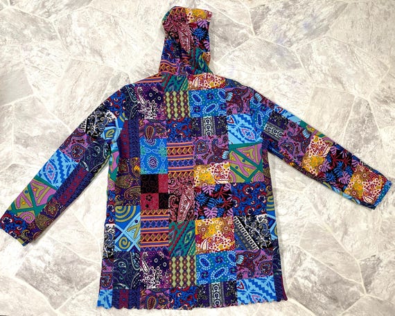 Boho Patchwork Design Jacket / Coat With Hood - image 12