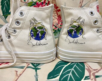 2004 John Lennon Imagine Peace All Star Converse High Tops Men s 3 Womens 5 Etsy