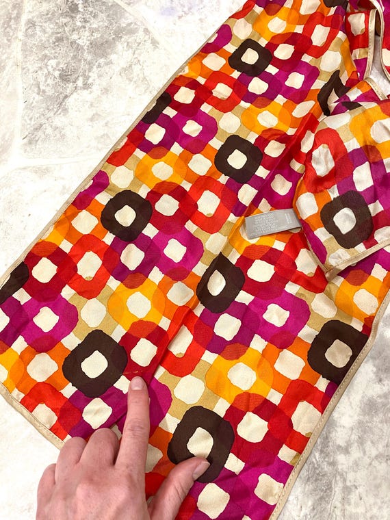 ECHO 100% Silk Abstract Square Shape Pattern Scar… - image 12
