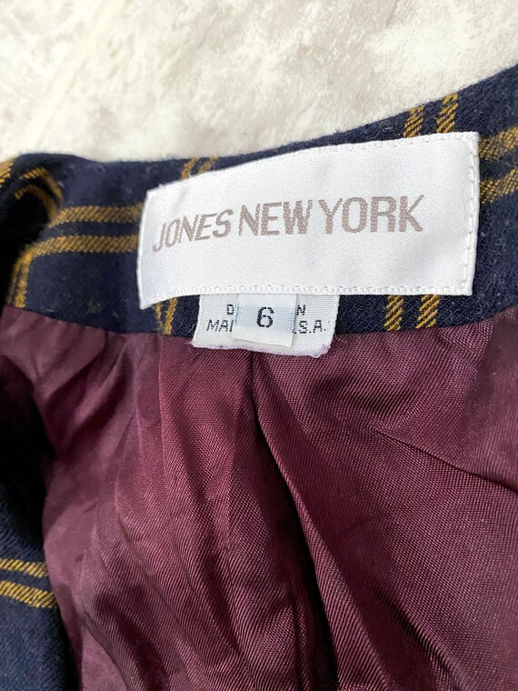 Jones New York Plaid Blazer Dark Navy Blue & Must… - image 4