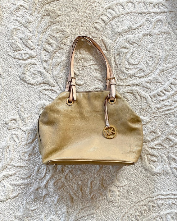 Michael Kors Tan Beige Leather Handbag Purse Etsy