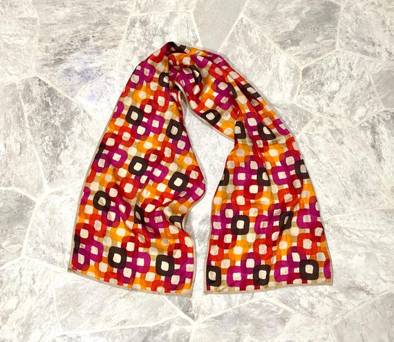ECHO 100% Silk Abstract Square Shape Pattern Scar… - image 2