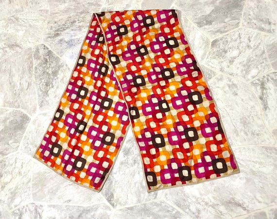 ECHO 100% Silk Abstract Square Shape Pattern Scar… - image 6