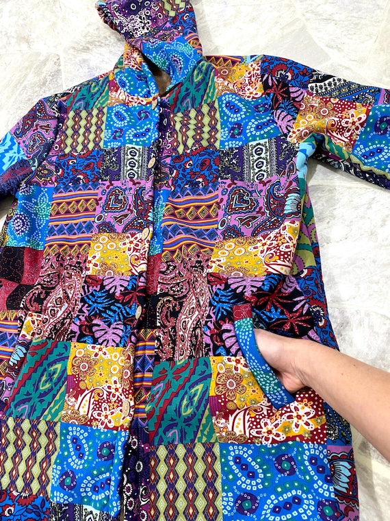 Boho Patchwork Design Jacket / Coat With Hood - image 7