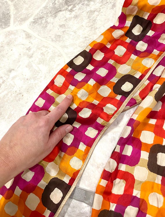 ECHO 100% Silk Abstract Square Shape Pattern Scar… - image 11