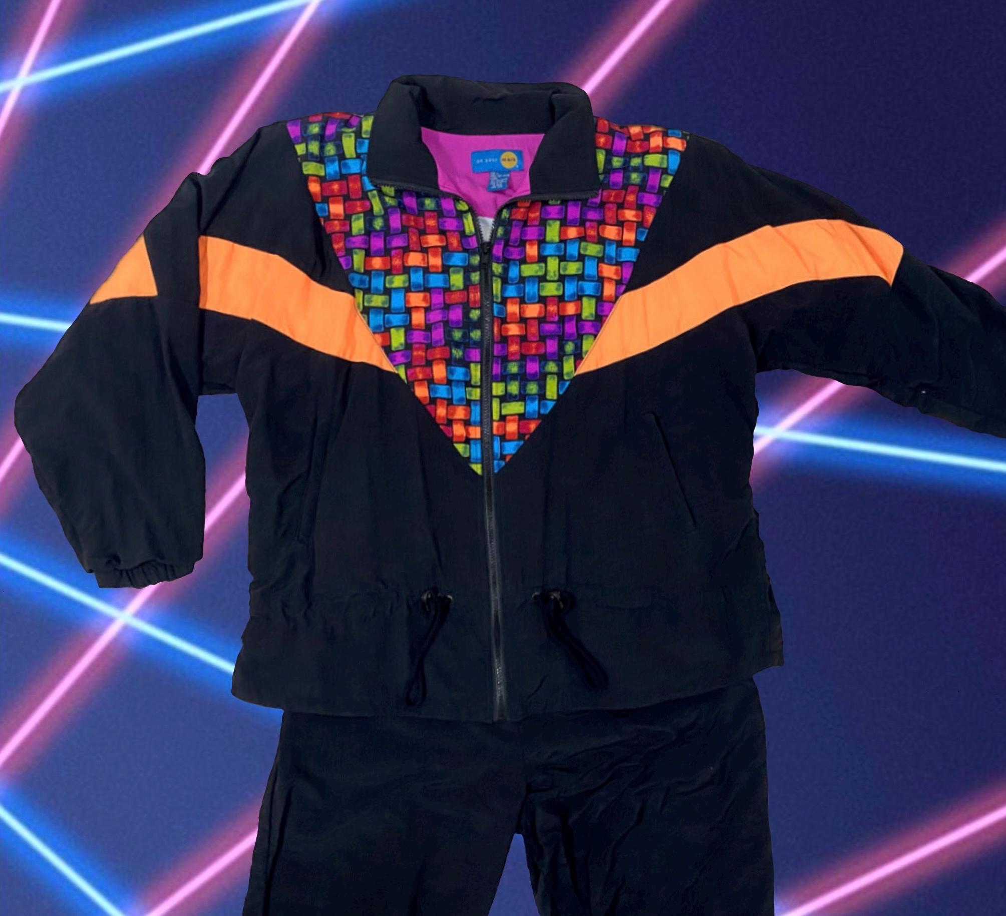 Survêtement Vintage 90s – Veste + Pantalon – Italia – Taille M – Violet