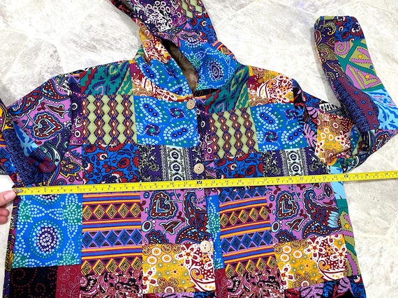 Boho Patchwork Design Jacket / Coat With Hood - image 16
