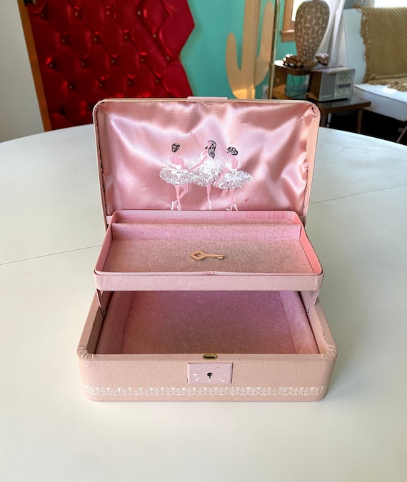 Vintage 50s Pink Ballerina Jewelry Box With Key & Lock Etsy