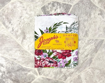 Vintage Joseph’s Ideal Drapes With Valance Floral Pattern Plastic Curtains