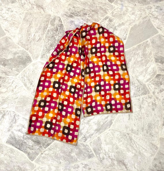 ECHO 100% Silk Abstract Square Shape Pattern Scar… - image 4